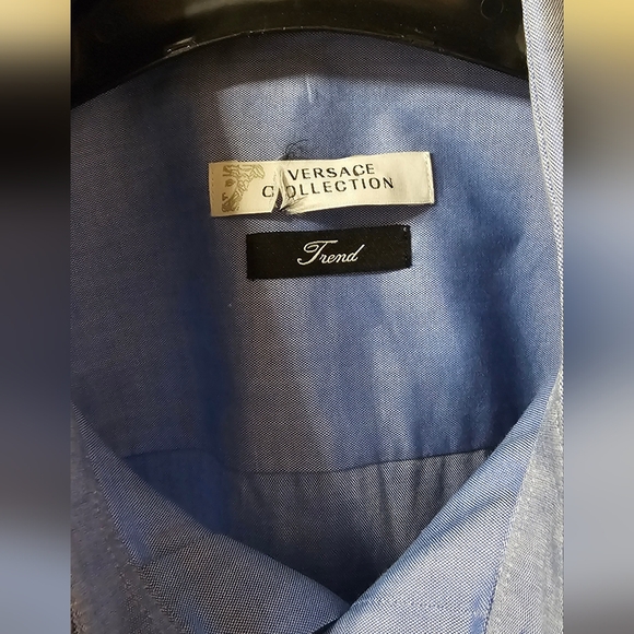 NWOT-Versace Collection Trend Sz.16½  42 Button  Down Shirt Flip Cuff   V-BL - Picture 14 of 15